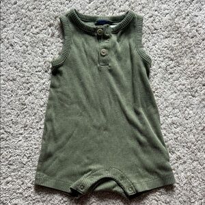 Old Navy Olive Green Ribbed Button-Front Baby Romper